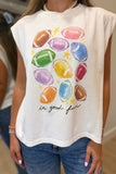 Colorful Footballs Graphic Tank Cream