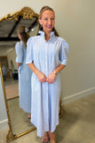 Nina Seer Sucker Striped Midi Dress Sky Blue