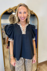 A Touch Of Leopard Top Black