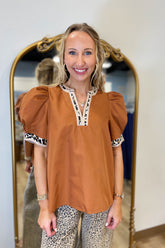 A Touch Of Leopard Top Caramel