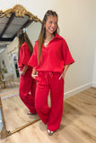 Sophia Scuba Short Sleeve Set Red