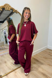 On Time Scuba Pant Set Burgundy