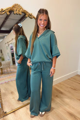 Sophia Scuba Short Sleeve Set Green