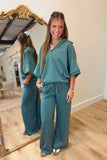 Sophia Scuba Short Sleeve Set Green