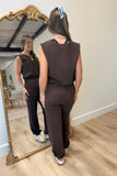 In Rhythm Cropped Jogger Set Brown