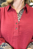 Umgee Easy Wear Blouse Burgundy