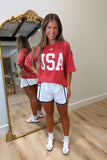 USA Ribbed Top Red
