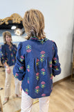 Umgee Floral Blouse Navy