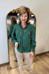Umgee Floral Blouse Hunter