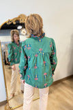 Umgee Floral Blouse Hunter