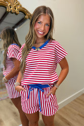 American Honey Striped Short Set