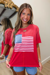 Sweet Land of Liberty Flag Top Red