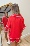 True American Trimmed Short Set Red