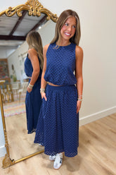 Liberty Eyelet Lace 2 Piece Skirt Set Navy
