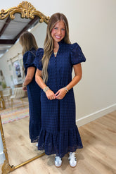 American Belle Eyelet Dress Navy