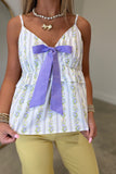 Vintage Floral Babydoll Cami With Bow Lavender