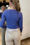 Butter Soft Long Sleeve Crew Neck Top Blue RESTOCK