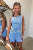 Tied in the Saddle Denim Romper