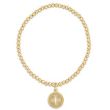 E Newton Classic Gold 3mm Signature Cross Disc Bracelet