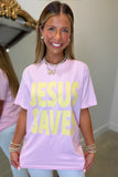 Jesus Saves Graphic Tee Pink