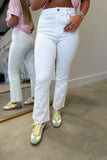Cropped Kick Flare Jean White