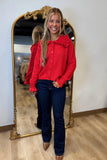 Celebration Season Ruffle Neck Sweater Red
