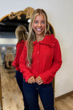 Celebration Season Ruffle Neck Sweater Red