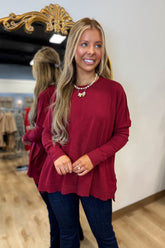 Layers Perfect Knit Top Maroon