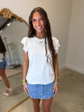 Dylan Giselle Flutter Sleeve Blouse Off White