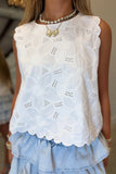 Floral Eyelet Tank White