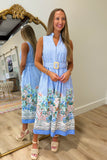 Strolling Sorrento Striped Midi Dress Blue
