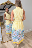 Strolling Sorrento Striped Midi Dress Yellow