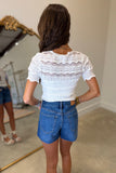 Lace Fitted Layering Short Sleeves Top
