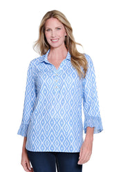 Multiples 3/4 Flounce Sleeve Blouse Chambray