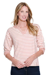 Multiples Band Collar Top Pink