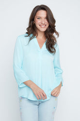Renuar Split Neck Blouse Capri