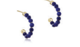 E Newton Beaded Gemstone 1" Post Hoop 3mm Lapis