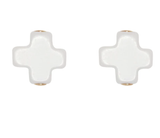 E Newton Signature Cross Stud Off White