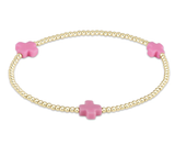 E Newton Signature Cross Gold Pattern 2mm Bead Bracelet Bright Pink
