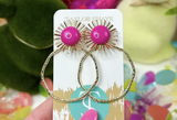 Taylor Shaye Pastel Sunburst Hoops Hot Pink