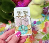 Taylor Shaye Pastel Glitz Oval Hoops Pink