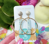 Taylor Shaye Blue Glitz Stick Hoops
