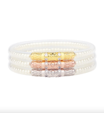 BuDhaGirl Three Queens All Weather Bangles - White Pearl