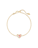 Kendra Scott Ari Heart Gold Chain Bracelet Dichroic Glass