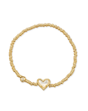 Kendra Scott Ari Heart Gold Stretch Bracelet Gold Ivory Mop