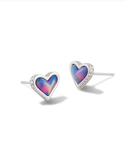 Kendra Scott Framed Ari Heart Silver Stud Earrings Lilac Opalescent