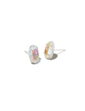 Kendra Scott Grayson Silver Stud Earrings Dichroic Glass