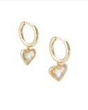 Kendra Scott Arie Heart Huggie Earrings Gold Dichroic Glass