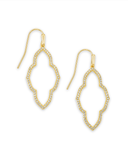 Kendra Scott Abbie Gold Small Open Frame Earrings White Crystal