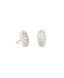 Kendra Scott Grayson Silver Stud Earrings White Crystal